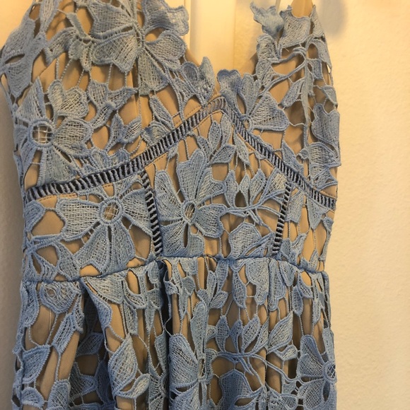 Dusty blue lace midi dress - Picture 3 of 4